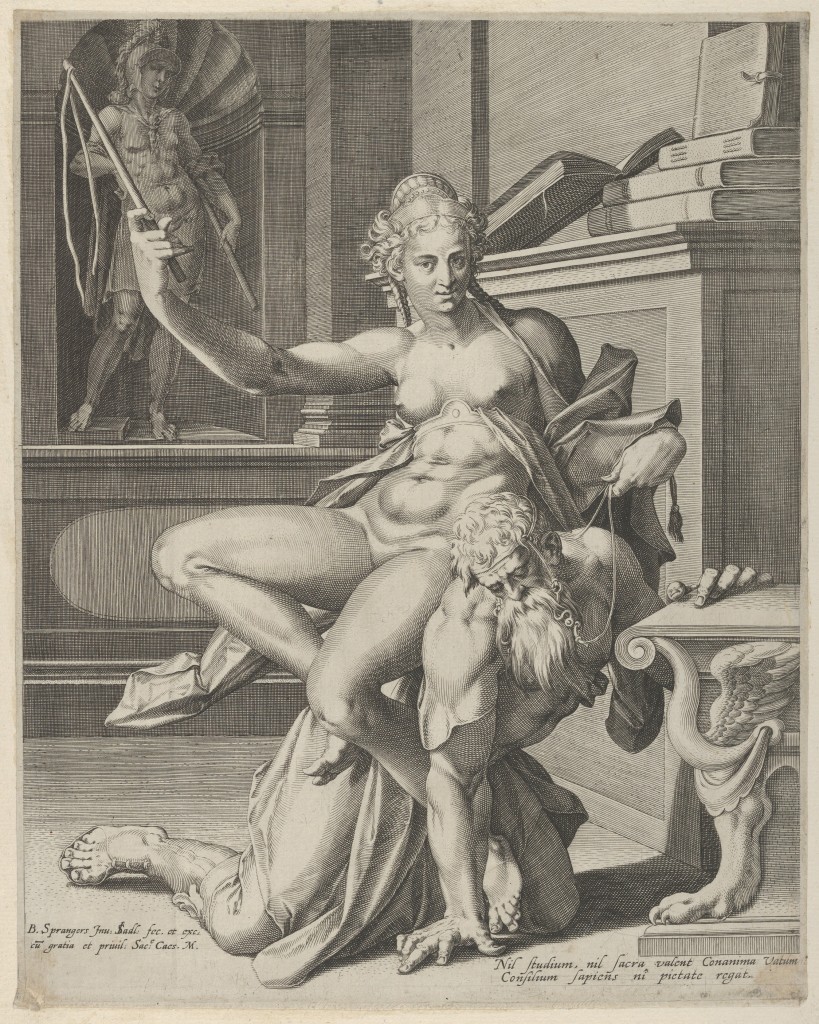 Johannes Sadeler’s engraving from the mid- to late-16th century reflects the standard visual vocabulary that had come to represent the story of Phyllis riding Aristotle. Source: Phyllis and Aristotle by Johannes Sadeler, The Metropolitan Museum of Art, New York, Harris Brisbane Dick Fund, 1953 (53.601.10(25)) http://www.metmuseum.org/Collections/search-the-collections/652755